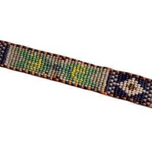 Handmade woven seed beaded vintage headband